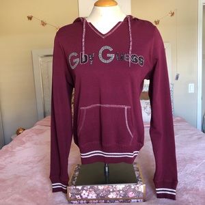 G by Guess purple hoodie w/ metallic & Rhinestone